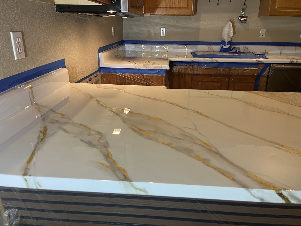Hand-Painted Faux Marble Countertop